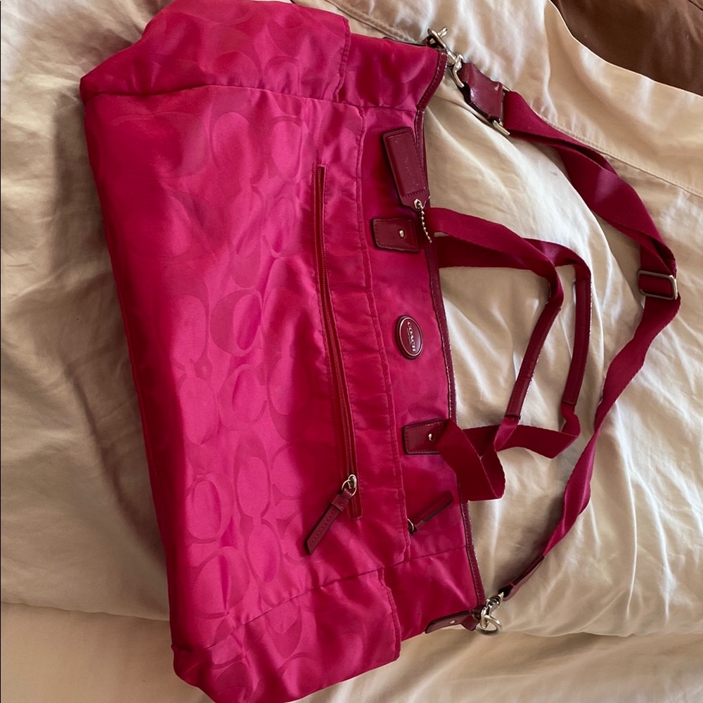 Coach Pink Nylon Tote with Silver Hardware